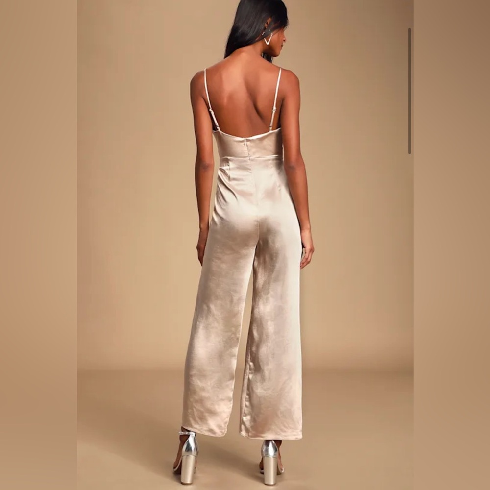 Perfect Night Champagne Satin Cowl
Neck Culotte Jumpsuit - Picture 2 of 6